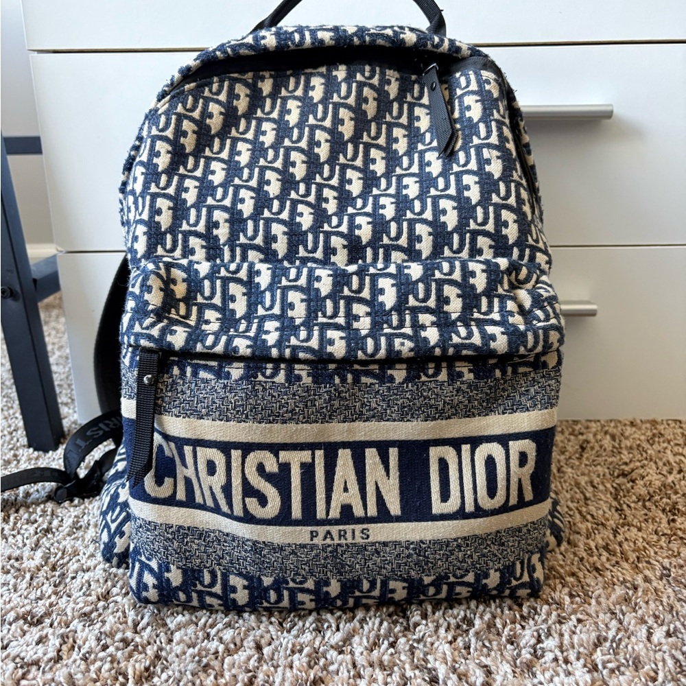 Christian Dior Blue and Cream Men's Backpack